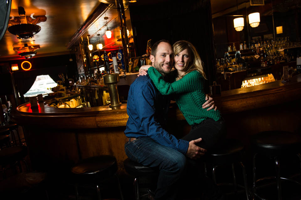 Engagement portrait at Green Mill Chicago