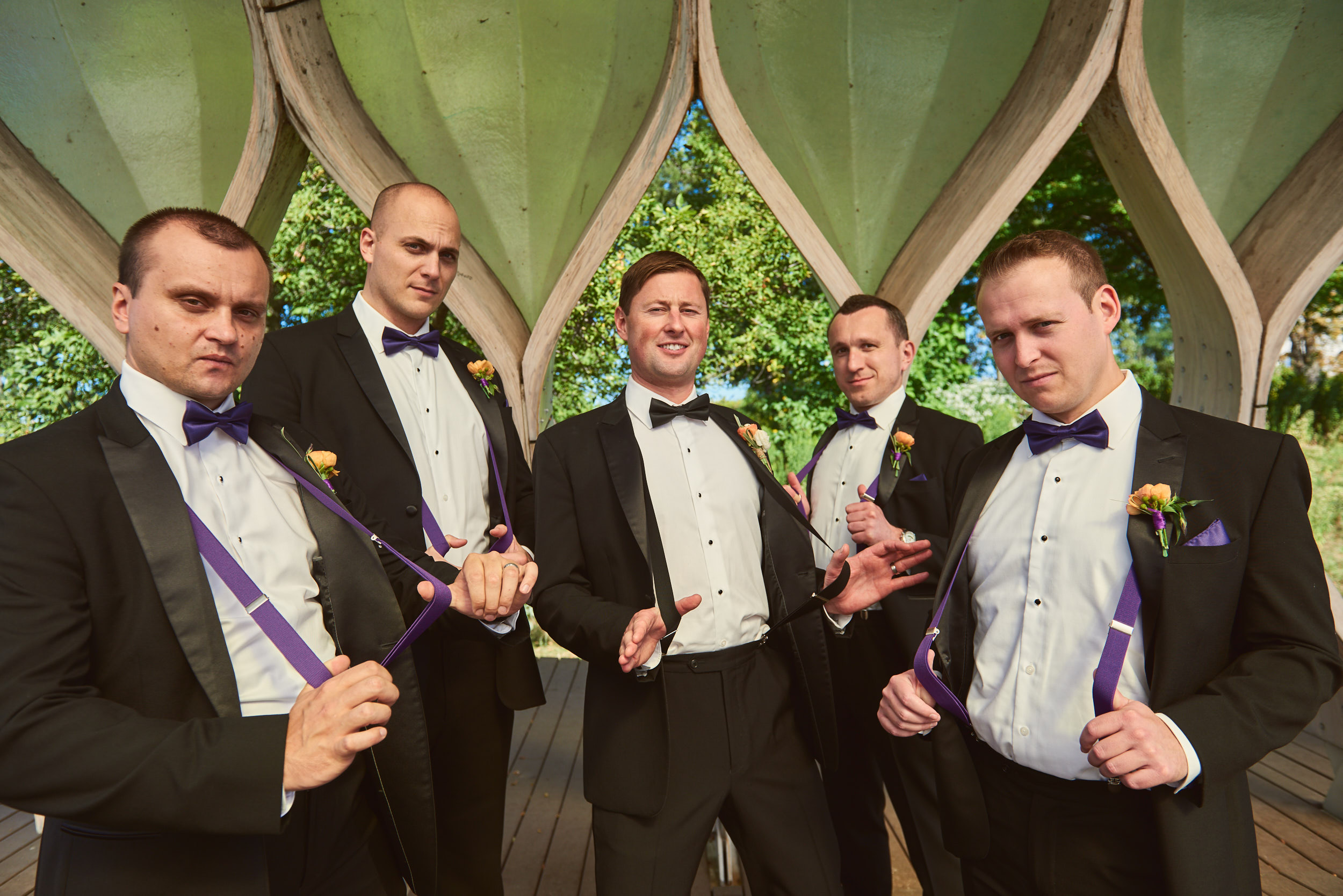Groomsmen at South Pond in Lincoln Park