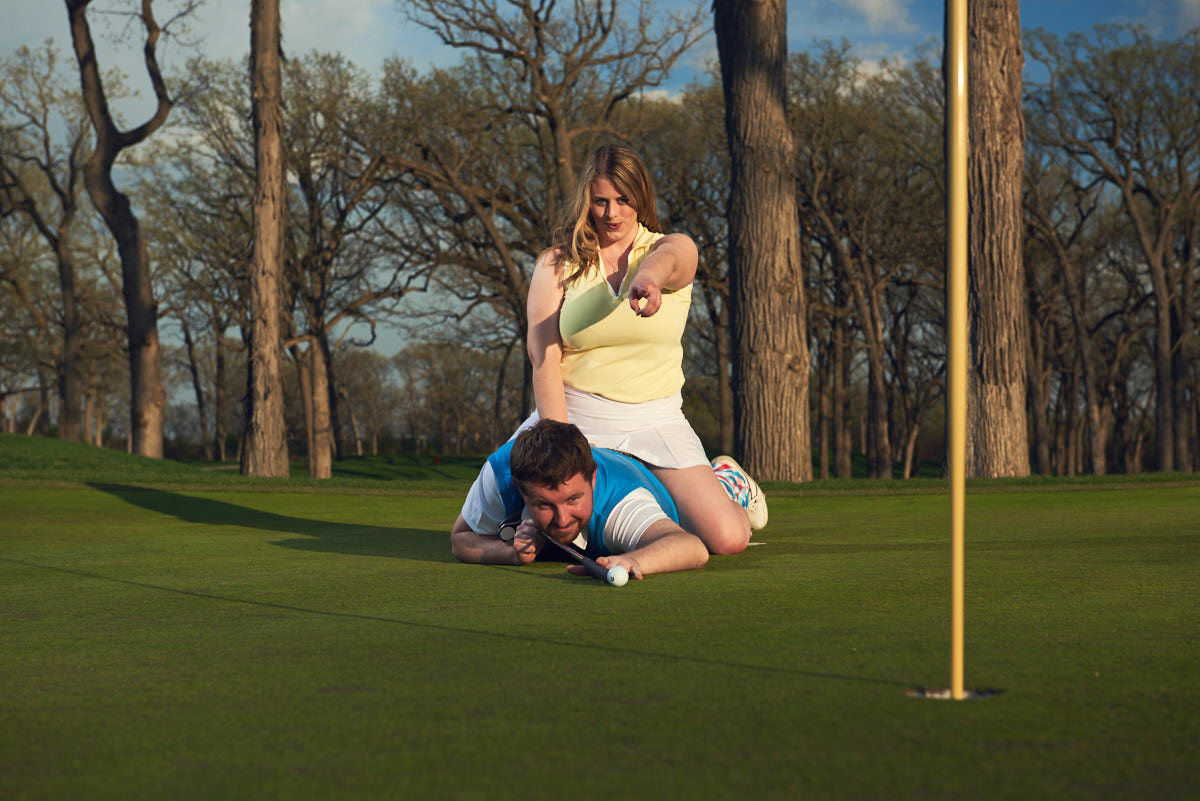 Funny putting during engagement session.