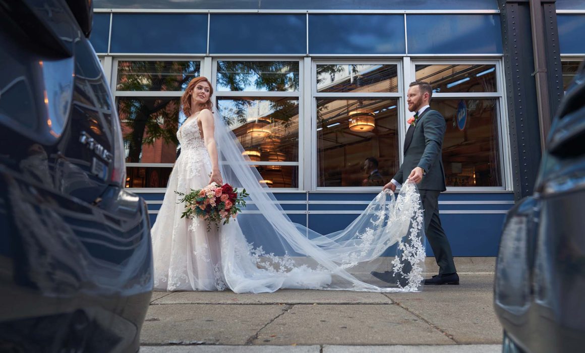 Bride and Groom in Wicker Park Chicago